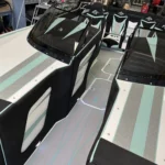 Custom boat interior showcasing hand-crafted luxury with sleek design and aerospace-grade materials, reflecting DCB Performance Marine's commitment to personalized marine vessels.